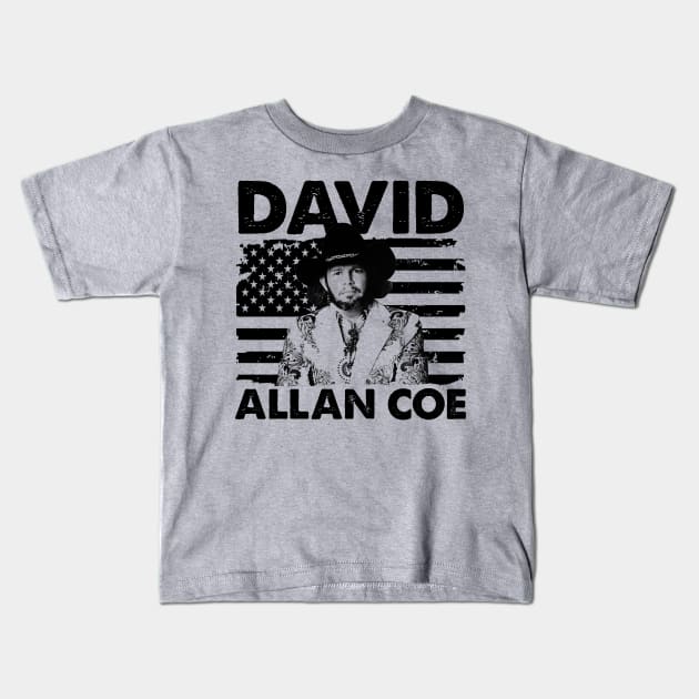 Retro American Flag Allan Coe Music Gift Kids T-Shirt by FrancisMcdanielArt